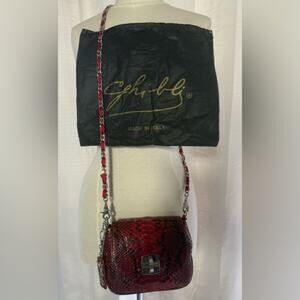 Ghilbi Red Snakeskin Crossbody Bag with removable strap and removable name tag